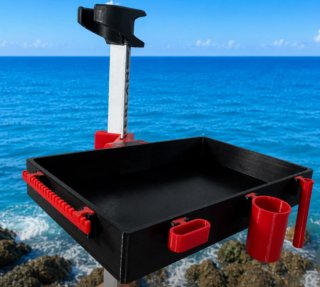 Bandeja pesca surfcasting en negro con accesorios