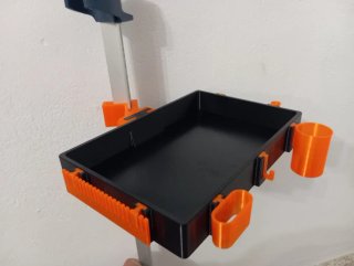 Bandeja pesca surfcasting en negro con accesorios