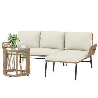 Conjunto Muebles Jardín Ratán Beige