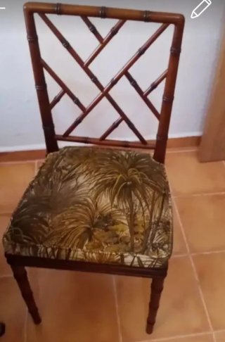 6 Sillas Estilo Bambú con Tapicería