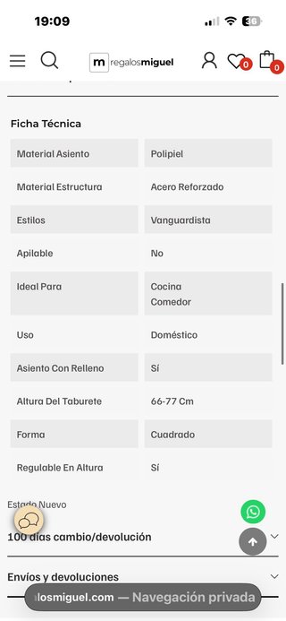 Lote 6 Taburetes Tulipa Regulables
