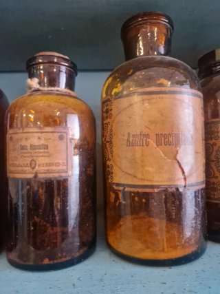 Lote 10 Botellas Farmacia Antiguas 24cm