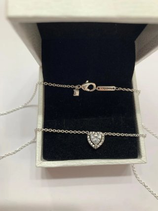 Collar Pandora Corazón Brillante Plata blanco