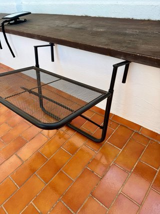 Mesa plegable balcón metal y madera