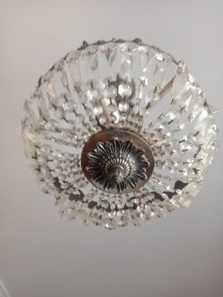 Lámpara de techo de cristal y metal