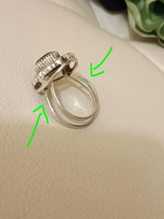 Anello in argento 925 vintage con pietra verde