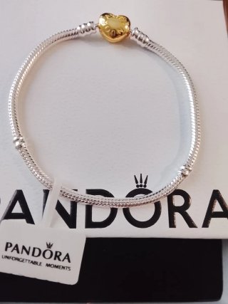 Pulsera Pandora Corazón Dorado 19cm