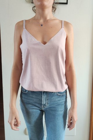 Top rosa palo de tirantes, efecto ante, espalda V