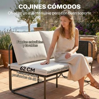 Conjunto Jardín 4 Piezas Sofá Exterior