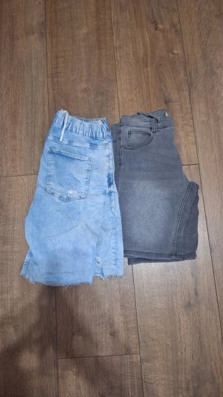 2 Pantalones Cortos Bershka Azul y Gris