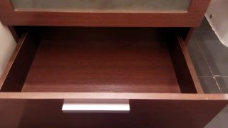 Mueble baño lavabo cristal naranja