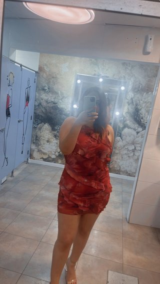 Vestido corto fiesta rojo floral