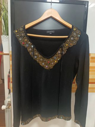 Jersey ELORA negro pedrería XL