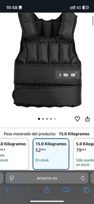 Chaleco de peso ISE 15.0 kg ajustable