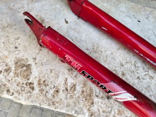 Horquilla bicicleta suspensión roja