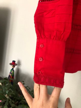 Blusa Atelier & Other Stories Roja Rayas Dantela