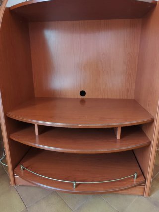 Mueble TV madera y cristal