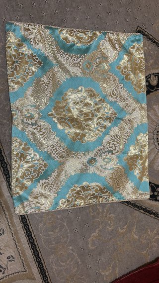 Funda Sofá Marroquí Tela Turquesa y Oro