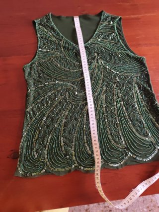 Top tirantes verde oliva con pedrería T42