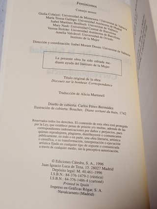 'Discurso sobre la felicidad', Mme du Châtelet