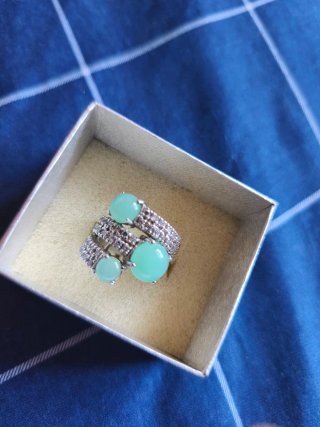 Anillo Plata 925 con Piedras Verdes