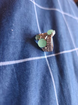 Anillo Plata 925 con Piedras Verdes