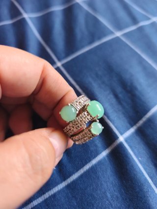 Anillo Plata 925 con Piedras Verdes