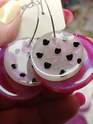 Pendientes Redondos Naranja con Corazones