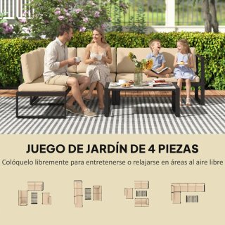 Conjunto Jardín 4 Piezas Sofá Exterior