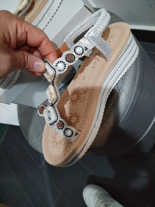 Sandali donna zeppa 5 cm beige/argento n.38