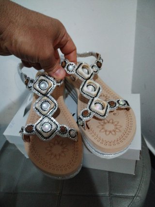 Sandali donna zeppa 5 cm beige/argento n.38
