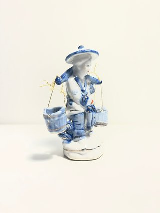 Pareja Figuras Pescadores Porcelana Vintage