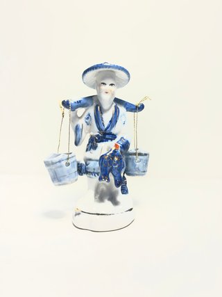 Pareja Figuras Pescadores Porcelana Vintage