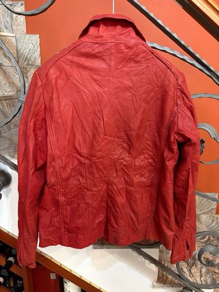 Giacca blazer donna in  vera pelle vintage rossa