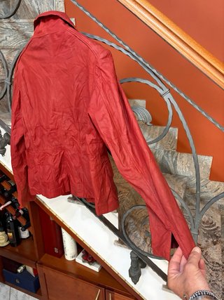 Giacca blazer donna in  vera pelle vintage rossa