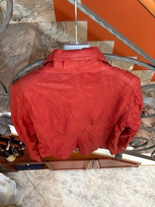 Giacca blazer donna in  vera pelle vintage rossa