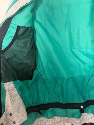 Chaqueta de Nieve Gris y Turquesa