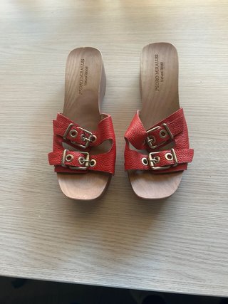 Sandalias Pedro Miralles Mujer Madera Rojas