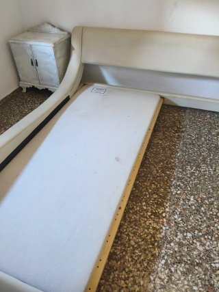 Cama 180 cm Piel Sintética Beige