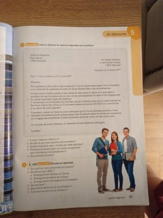 Partage B1. Libro texto francés 1y2 bachillerato
