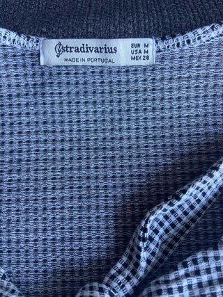 Blusa cuadros vichy manga francesa
