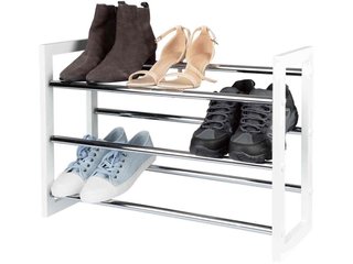Zapatero extensible blanco madera y metal
