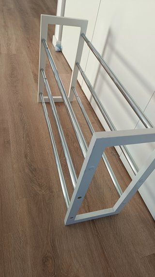 Zapatero extensible blanco madera y metal