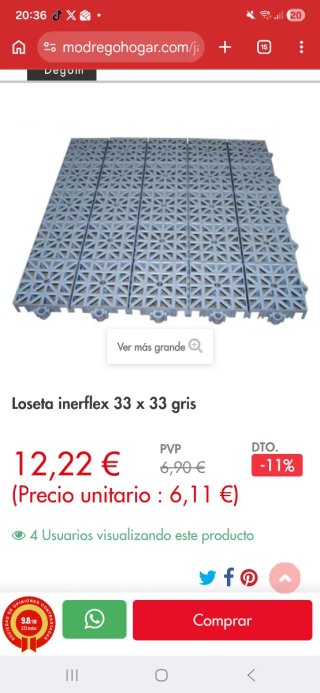 Suelo de plástico modular gris