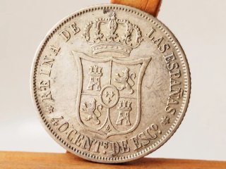 Moneda Plata 40 céntimos Escudo 1868 *18*68 Isabel