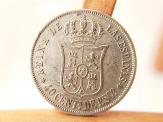 Moneda Plata 40 céntimos Escudo 1868 *18*68 Isabel