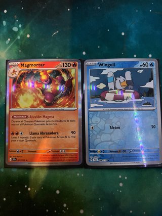 2 Cartas Pokémon: Magmortar y Wingull