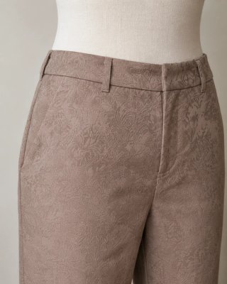 Pantaloni Zara jacquard floreale tortora
