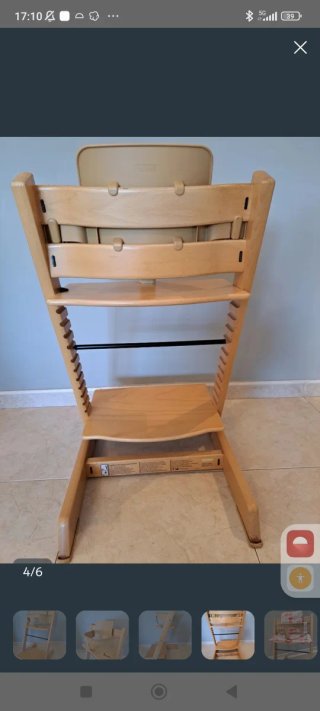 Trona Stokke in legno e beige
