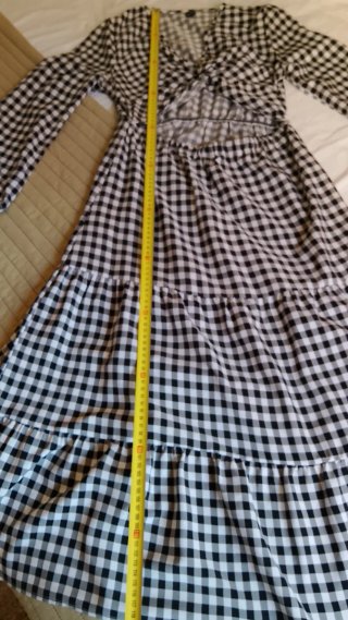 Vestido largo cuadros vichy negro y blanco